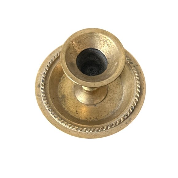Vintage Brass Candlestick Holder Rope Detailing Aged Patina World Market Boho - Picture 3 of 7